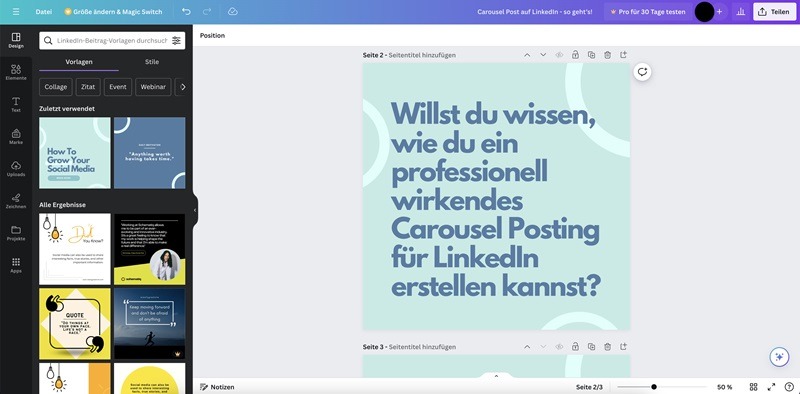 Screenshot 5 Carousel Linkedin LinkedIn Carousel in Canva erstellen Screenshot 5