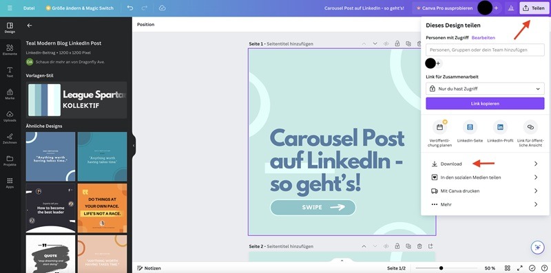 Screenshot 7 Carousel Linkedin LinkedIn Carousel in Canva erstellen Screenshot 7